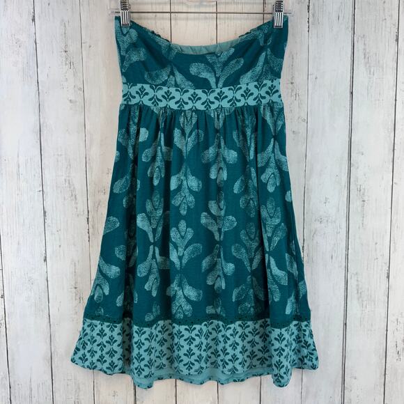 NWT Jimmy'z Dark Teal Floral Strapless A-Line Cotton-Blend Dress Size Small - Picture 6 of 12